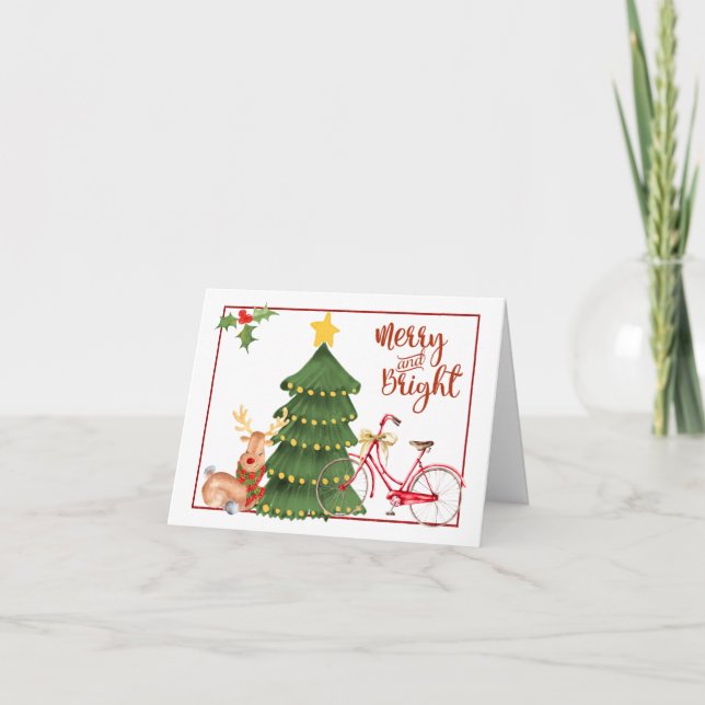 Cartão De Festividades Christmas Morning Bicycle (Frente)