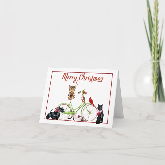 Cartão De Festividades Christmas Morning Bicycle (Frente)