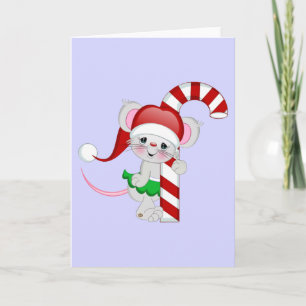 Cartão De Festividades Christmas Mouse Candy Cane