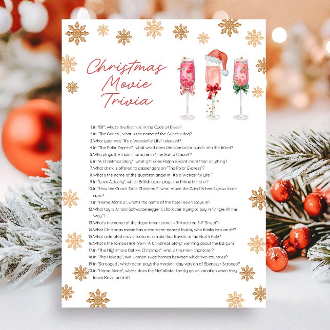 Cartão De Festividades Christmas Movie Trivia  Game (Christmas Movie Trivia Christmas Game Card)