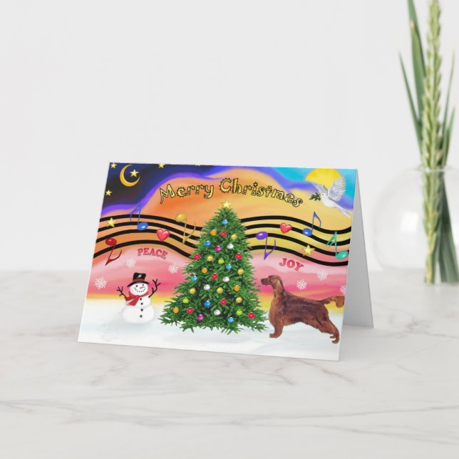 Cartão De Festividades Christmas Music 2 - Irish Setter (Frente)