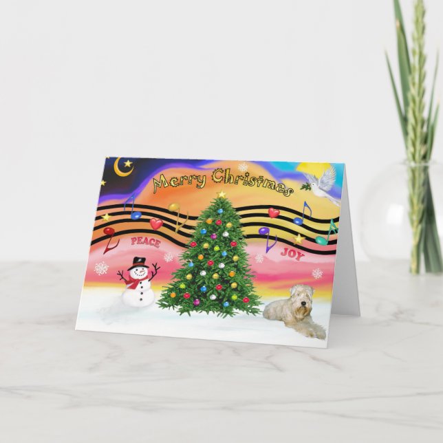 Cartão De Festividades Christmas Music 2 - Wheaten Terrier (ld) (Frente)