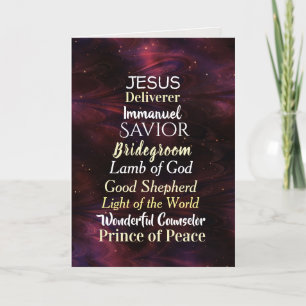 Cartão De Festividades Christmas Names of Jesus Bible Verse Matthew 1:23