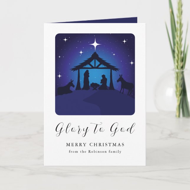 Cartão De Festividades Christmas Nativity Scene Glory to God (Frente)