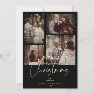 Cartão De Festividades Christmas Newlyweds Black Trendy Collage 4 Photos