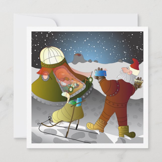 Cartão De Festividades Christmas on the moon card (Frente)