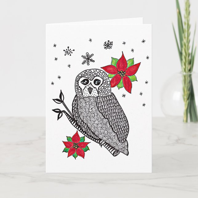 Cartão De Festividades Christmas or Winter Owl Card (Frente)