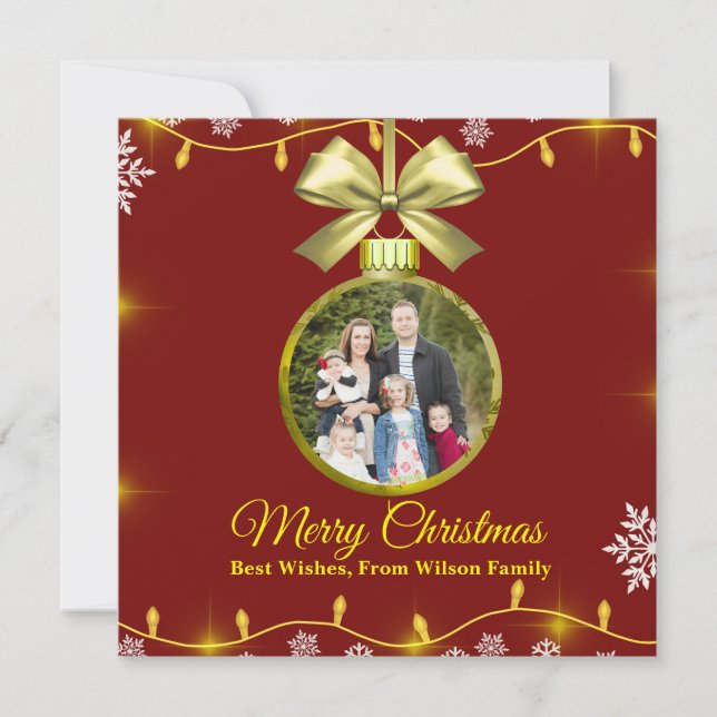 Cartão De Festividades Christmas Ornament Holiday Photo Card (Frente)