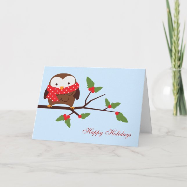 Cartão De Festividades Christmas Owl Custom Greeting Cards (Frente)