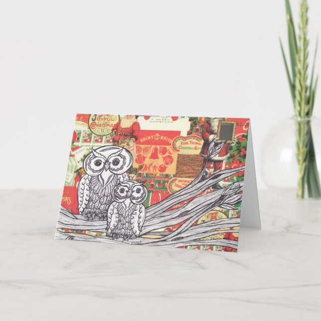 Cartão De Festividades Christmas Owls 2 Greeting Card (Frente)