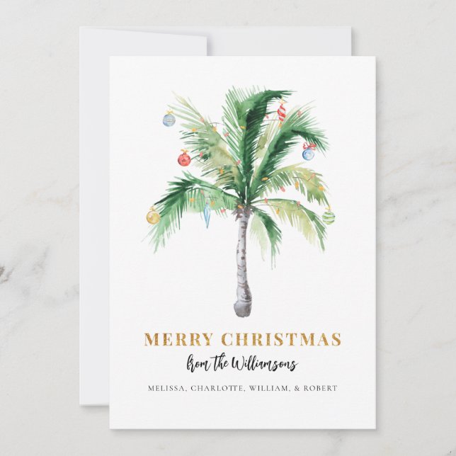 Cartão De Festividades Christmas Palm Tree Script Modern (Frente)