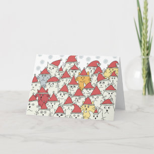 Cartão De Festividades Christmas pattern with a lot of funny cats