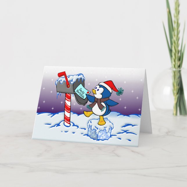 Cartão De Festividades Christmas Penguin (Frente)