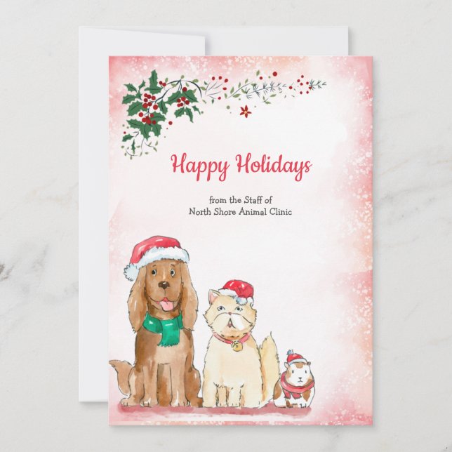 Cartão De Festividades Christmas Pets Veterinary Holiday Card (Frente)