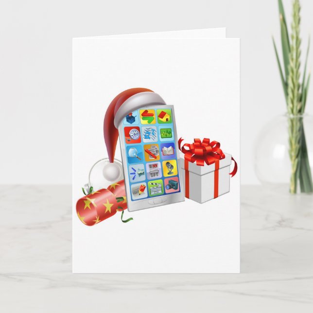 Cartão De Festividades Christmas phone illustration (Frente)