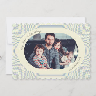 Cartão De Festividades Christmas Photocard Playful Design Oval Photo