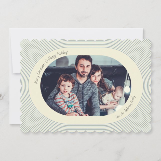 Cartão De Festividades Christmas Photocard Playful Design Oval Photo (Frente)