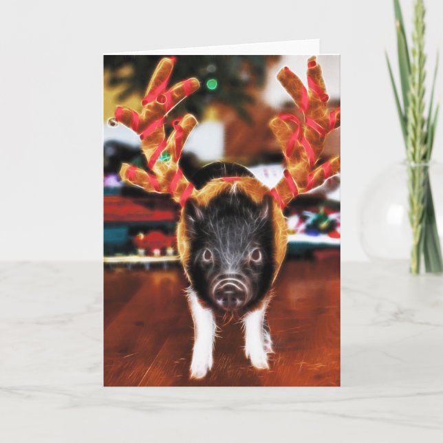 Cartão De Festividades Christmas Pig Greeting Card (Frente)