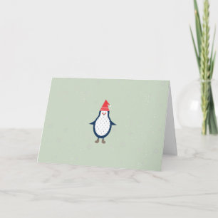 Cartão De Festividades Christmas Pinguin Modern Flat Custom text EDITABLE