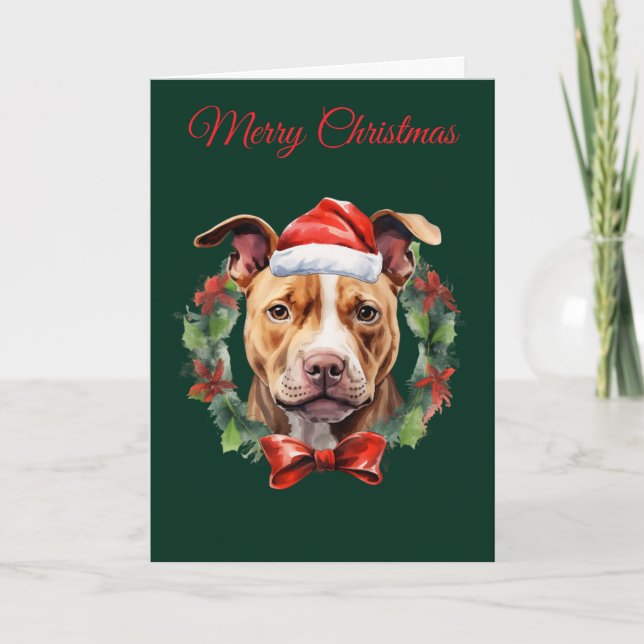 Cartão De Festividades Christmas Pitbull (Frente)