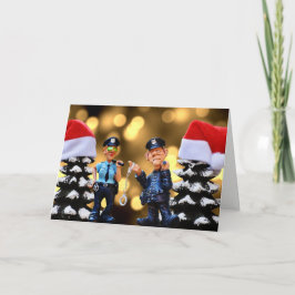 Cartão De Festividades Christmas Police Officers Holiday Greeting Card