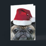 Cartão De Festividades Christmas pug greeting card<br><div class="desc">Christmas pug greeting card</div>
