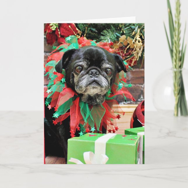 Cartão De Festividades Christmas - Pug - Michaelis (Frente)