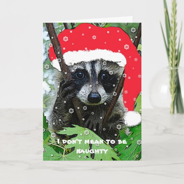 Cartão De Festividades Christmas Raccoon - Greeting Card (Frente)