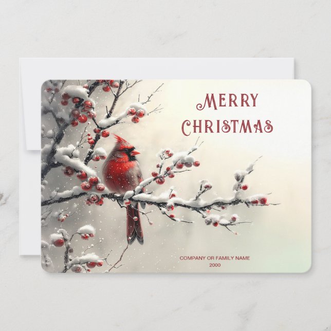 Cartão De Festividades Christmas Red Cardinal Holiday Card (Frente)