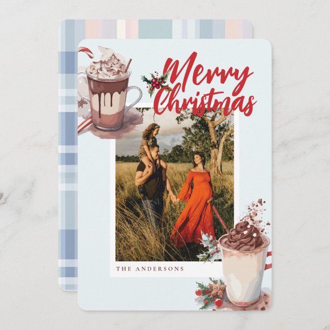 Cartão De Festividades Christmas Red Winter Hot Cocoa Coffee Holiday Card (Frente/Verso)