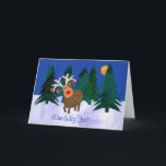Cartão De Festividades Christmas Reindeer Card with Danish Greeting<br><div class="desc">A Christmas Card with a Reindeer with ornaments hanging from its antlers, made from a handpainted, paper collage, and the greeting in Danish. Please contact me through my store if you would like the front cover text changed (eg to a different language) and the inside is left blank for your...</div>