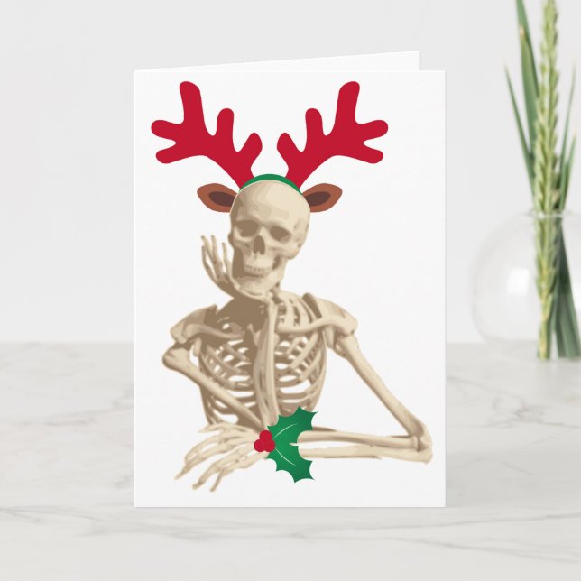 Cartão De Festividades christmas reindeer skeleton (Frente)