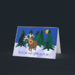 Cartão De Festividades Christmas Reindeer with Swedish Greeting<br><div class="desc">A Christmas card with 'Merry Christams and a Happy New Year' in Swedish and a reindeer in the snow,  with ornaments hanging from its antlers. From a handpainted paper collage by Judy Adamson. The inside is left blank for your own message.</div>