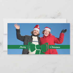 Cartão De Festividades Christmas Ribbon & Bow Green Glass