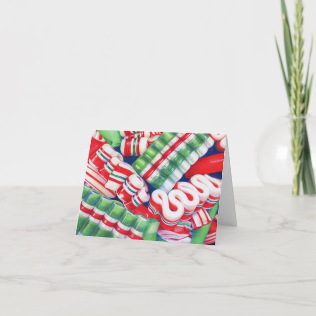 Cartão De Festividades Christmas ribbon candy note card (Frente)