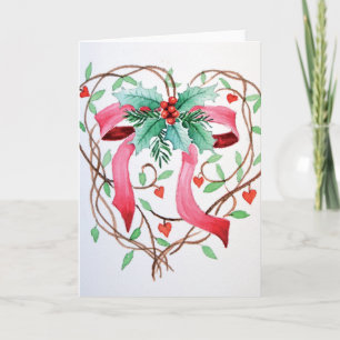 Cartão De Festividades Christmas ribbon in a heart