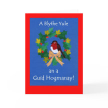 Christmas Robin Card with Scots Greeting