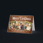Cartão De Festividades Christmas Rustic Brown Wood 4 PHOTO Greeting<br><div class="desc">Christmas Rustic Brown Wood PHOTO Greeting Holiday Card.</div>