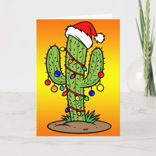 Cartão De Festividades Christmas Saguaro Cactus (Frente)