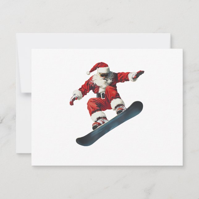 Cartão De Festividades Christmas Santa Claus Snowboard Snowboarding Snowb (Frente)