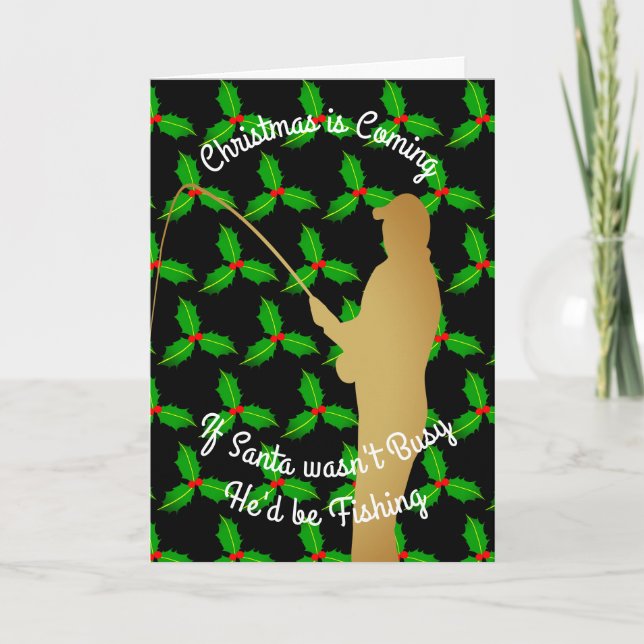 Cartão De Festividades Christmas Santa Would be Fishing (Frente)