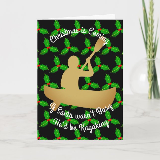 Cartão De Festividades Christmas Santa Would be Kayaking (Frente)
