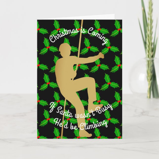 Cartão De Festividades Christmas Santa Would be Rock Climbing (Frente)