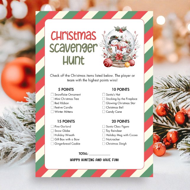 Cartão De Festividades Christmas Scavenger Hunt Game (Christmas Scavenger Hunt Christmas Game Card)
