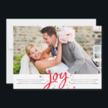 Cartão De Festividades CHRISTMAS SCRIPT JOY Foto moderna mínimo simples<br><div class="desc">por kat massard >> kat@simplysweetPAPERIE.com <<< Enviar e enviar mensagem especial extra com estilo e pizzazz este ano... Personalizado com seus detalhes e fotos meus produtos de férias modernos certamente se destacarão do elogio que seus amigos e familiares receberão nesta temporada e farão uma lembrança especial que será apreciada muito...</div>