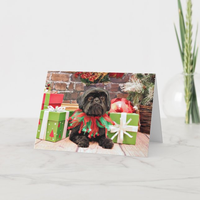 Cartão De Festividades Christmas - Shih Tzu - Lily (Frente)