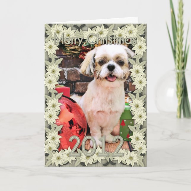 Cartão De Festividades Christmas - Shih Tzu - Marley (Frente)
