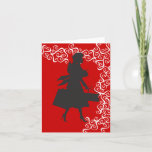 Cartão De Festividades Christmas Shopping Silhouette<br><div class="desc">A fun shopping silhouette,  notice the candy cane in her bag?</div>