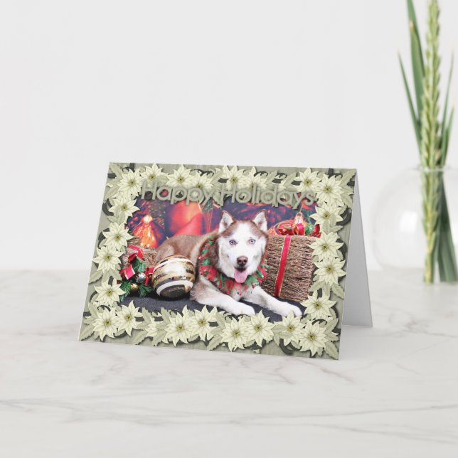 Cartão De Festividades Christmas - Siberian Husky - Buddy (Frente)
