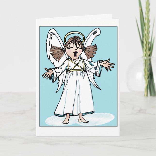 Cartão De Festividades Christmas singing angel greeting card (Frente)